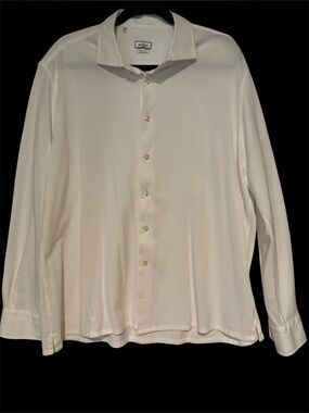 Atelier Munro 100% Cotton Men's Button down dress shirt. White. Size 46 neck 18